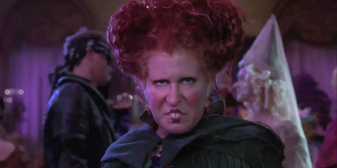 Bette Midler grinning with her teeth out in Hocus Pocus