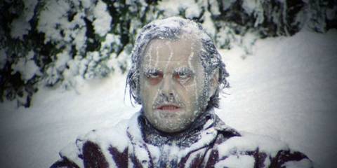 Jack Nicholson as a frozen Jack Torrance in The Shining.