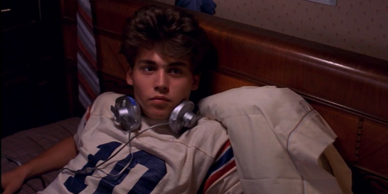 Johnny Depp laying in bed in Nightmare on Elm Street