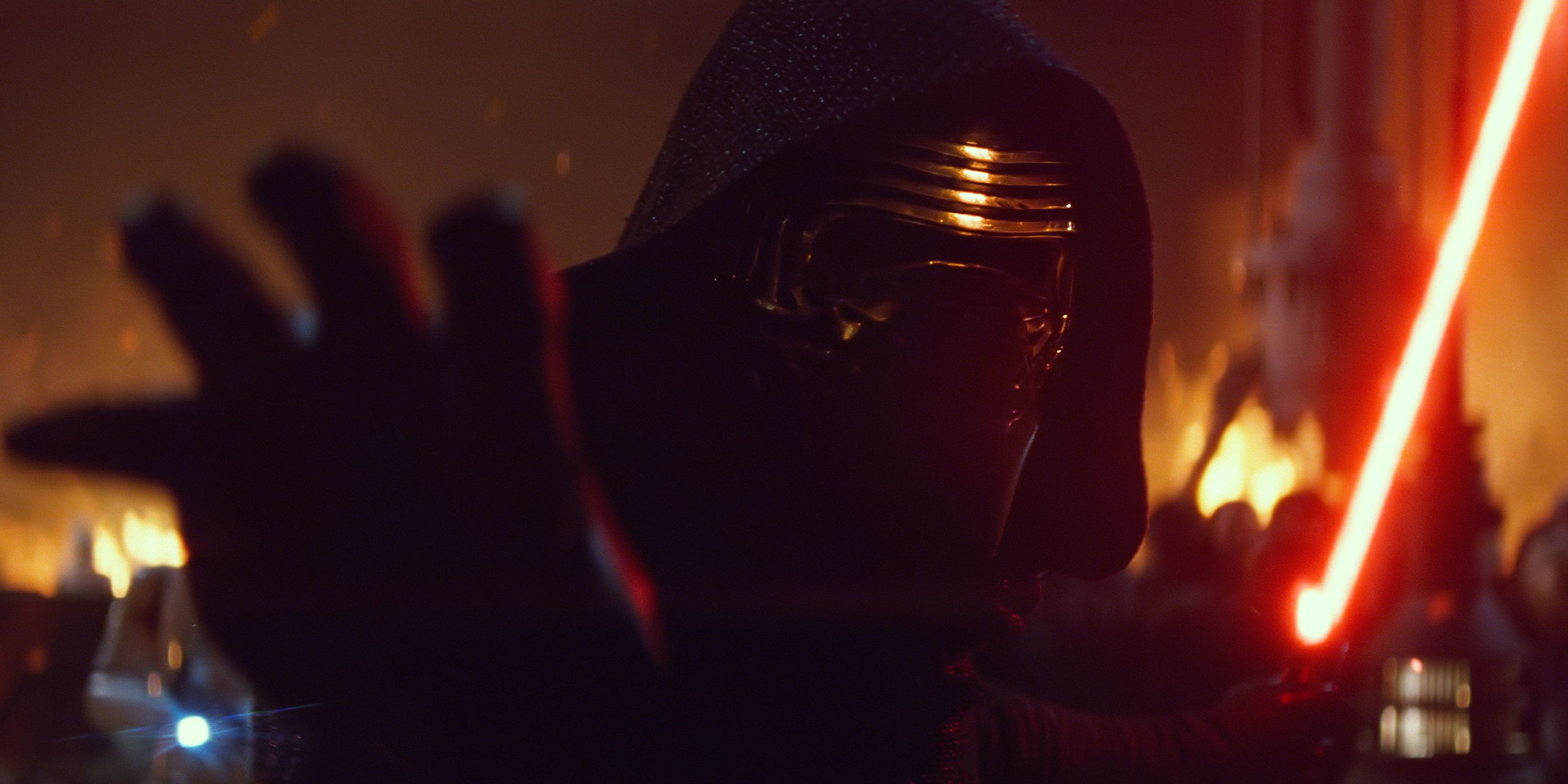 Kylo Ren stops blaster fire in Star Wars The Force Awakens