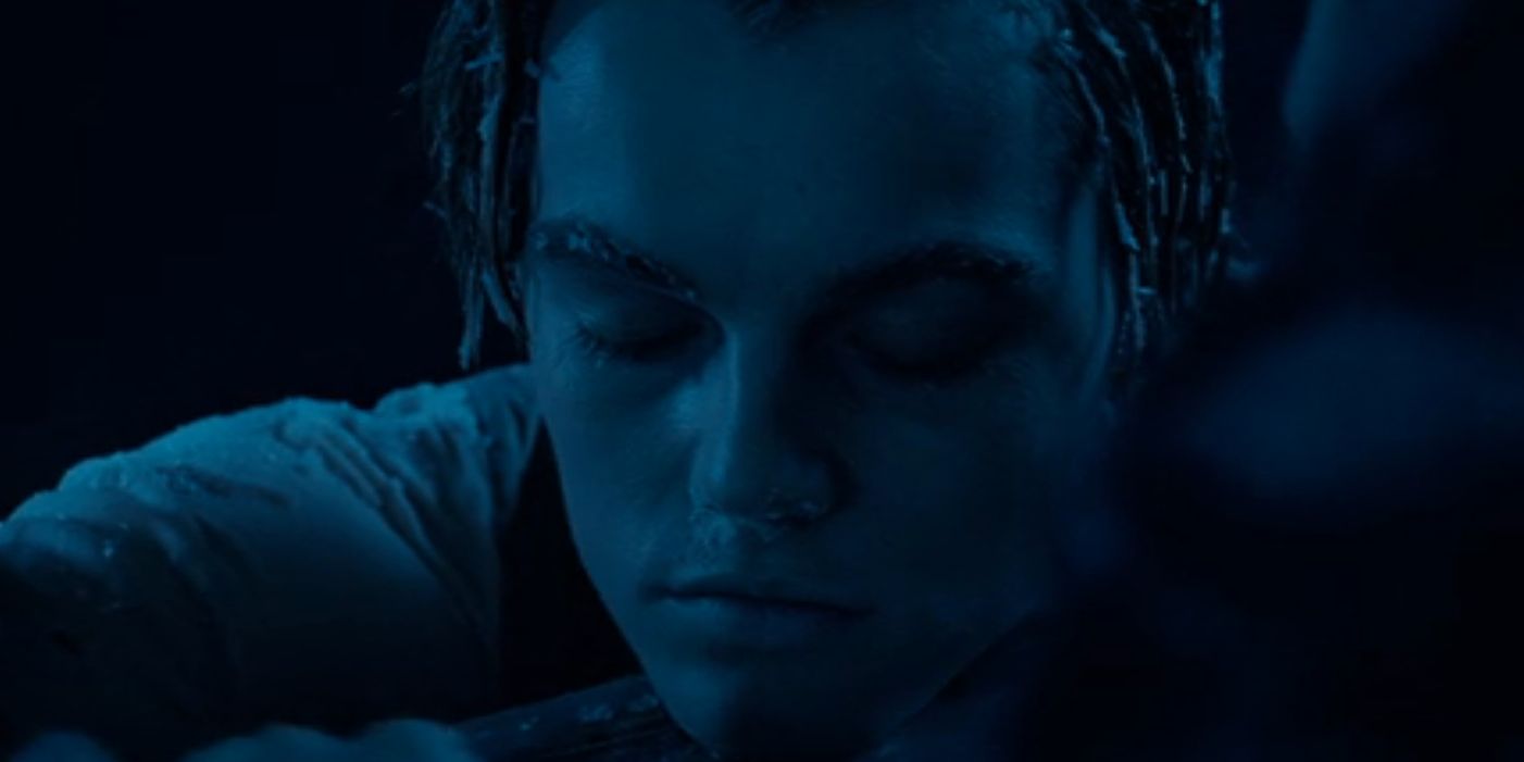 Leonardo DiCaprio frozen to death in Titanic.