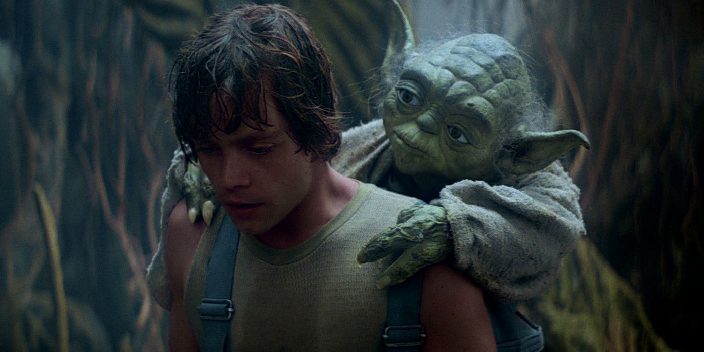 Yoda Rides Luke's Back in Star Wars The Empire Strikes Back
