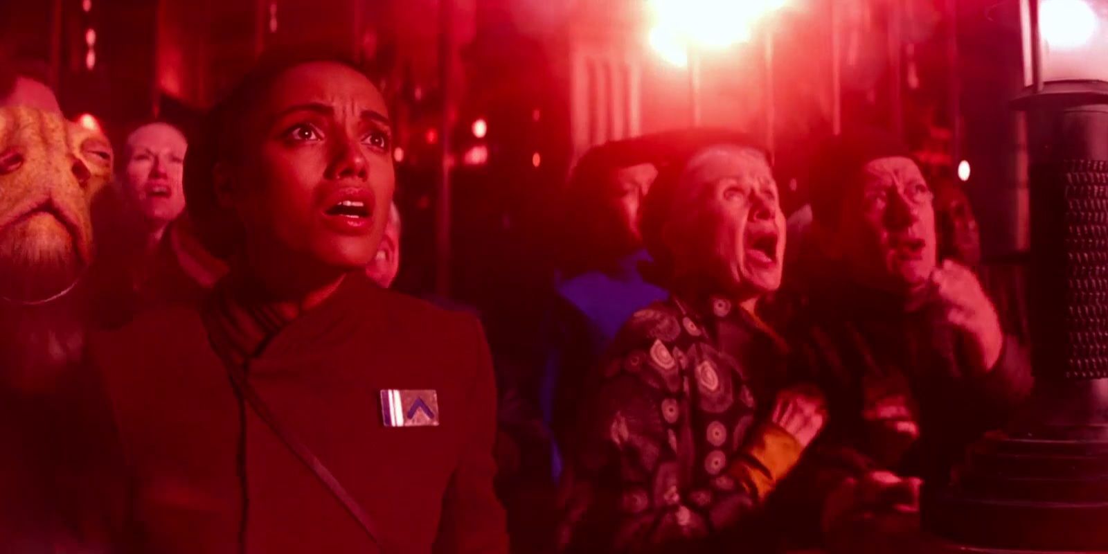 Members of the Galactic Senate prepare for destruction in Star Wars The Force Awakens