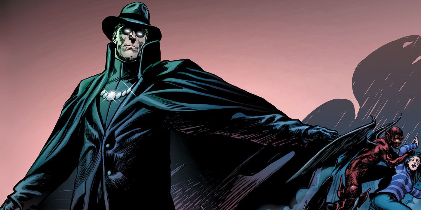 Phantom Stranger em sua capa preta da DC Comics