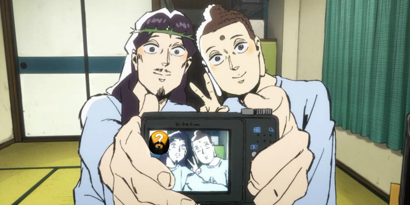 Jesus and Buddha clicking a selfie in Saint Young Men