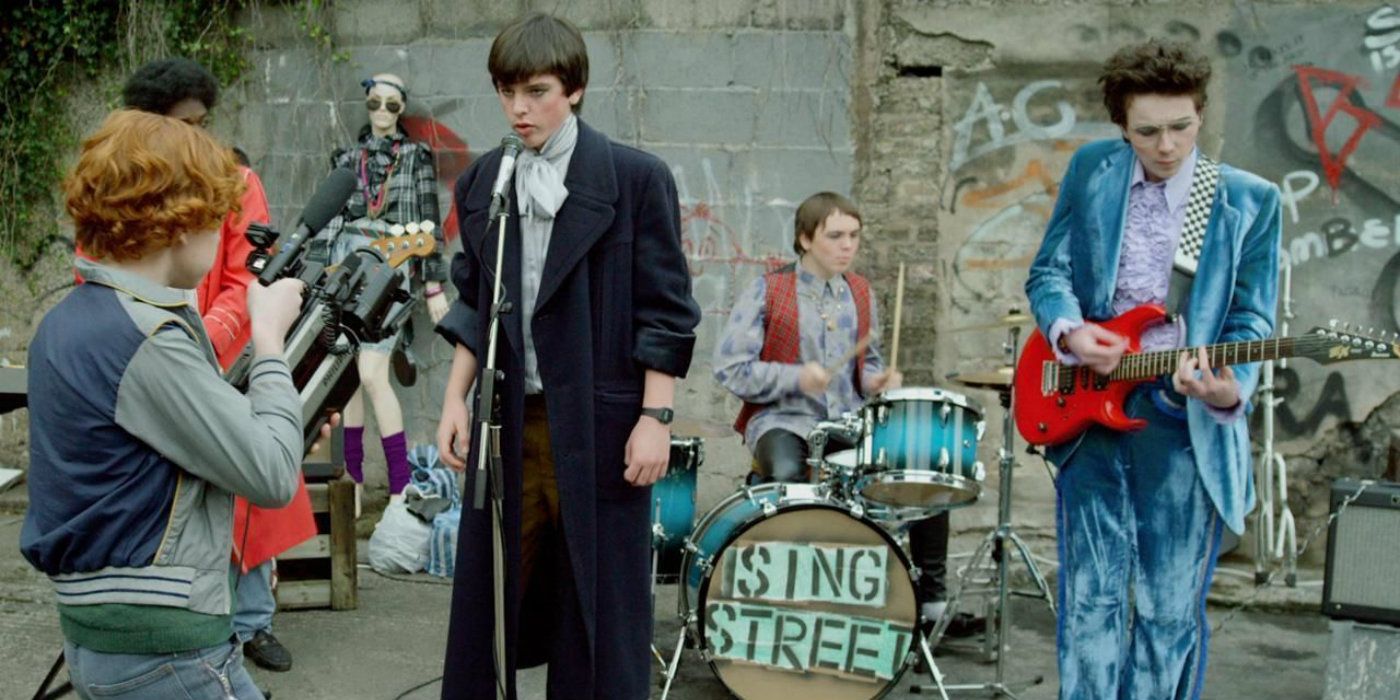 A band playing on the street in Sing Street