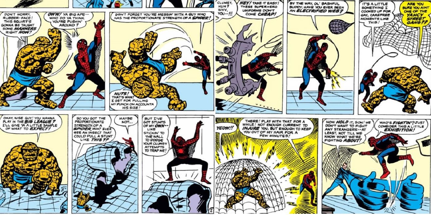 Spider-Man fights the Fantastic Four
