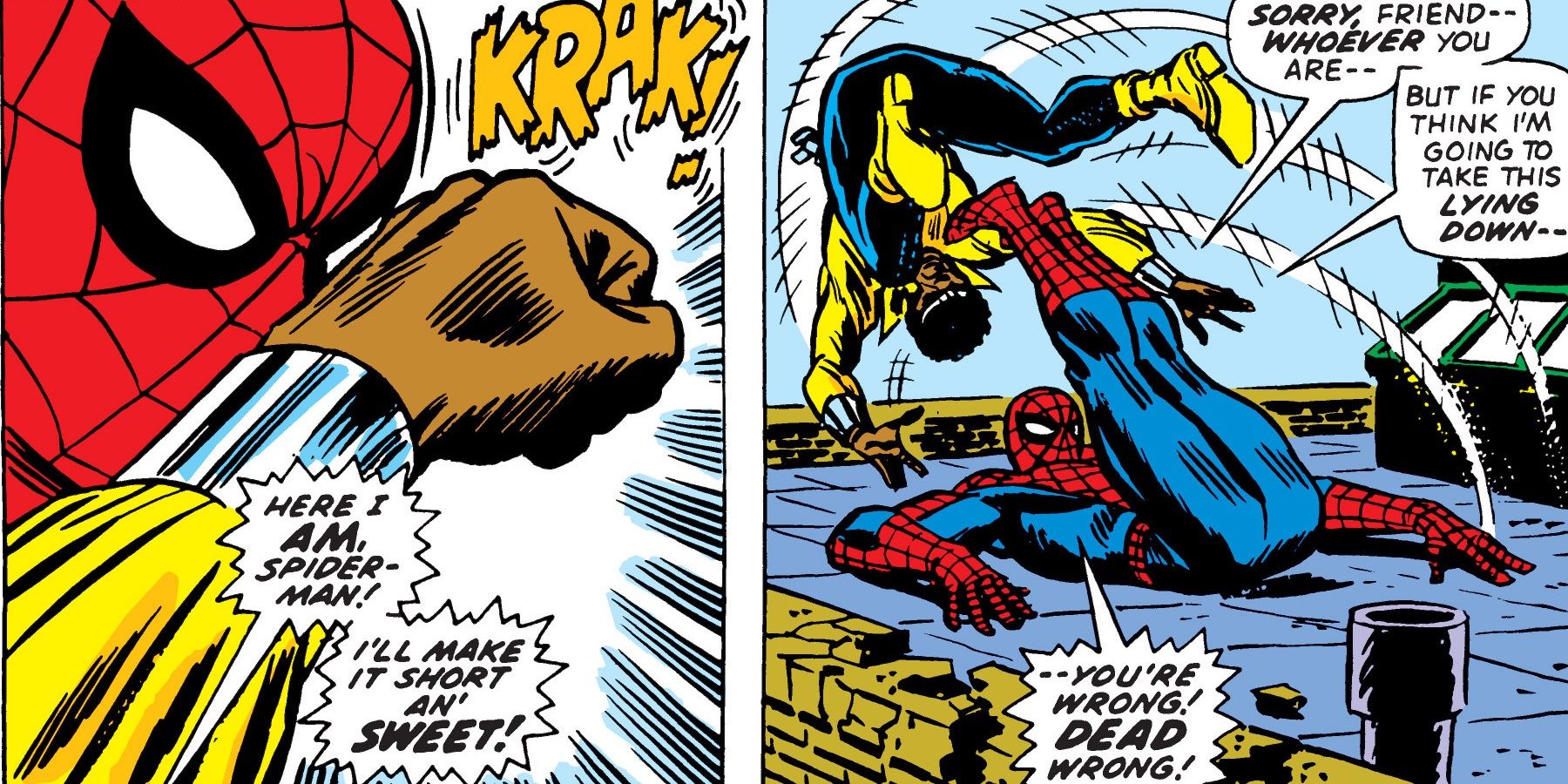 Spider-Man has a rooftop fight with Luke Cage