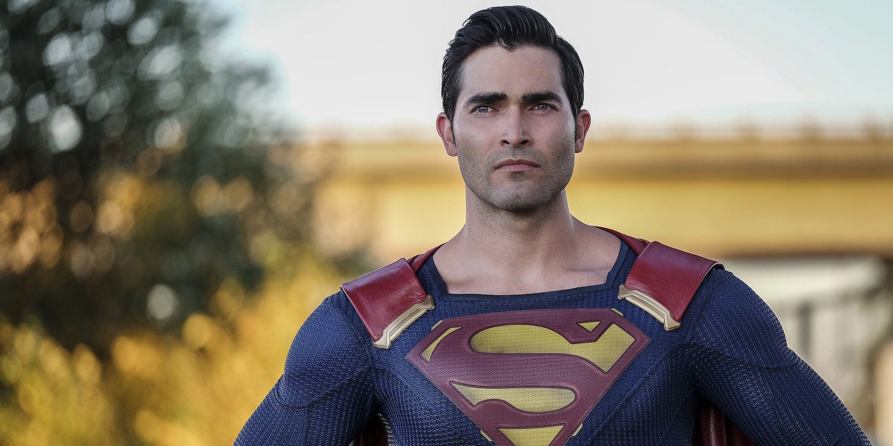 Clark Kent Wearing His Superman Costume From The Arrowverse