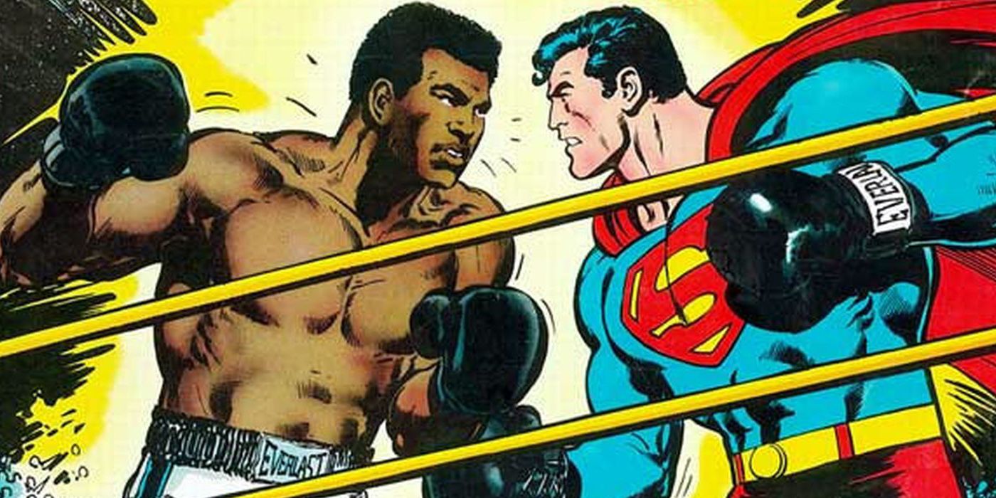 Superman boxes with Muhammad Ali in Superman vs. Muhammad Ali.