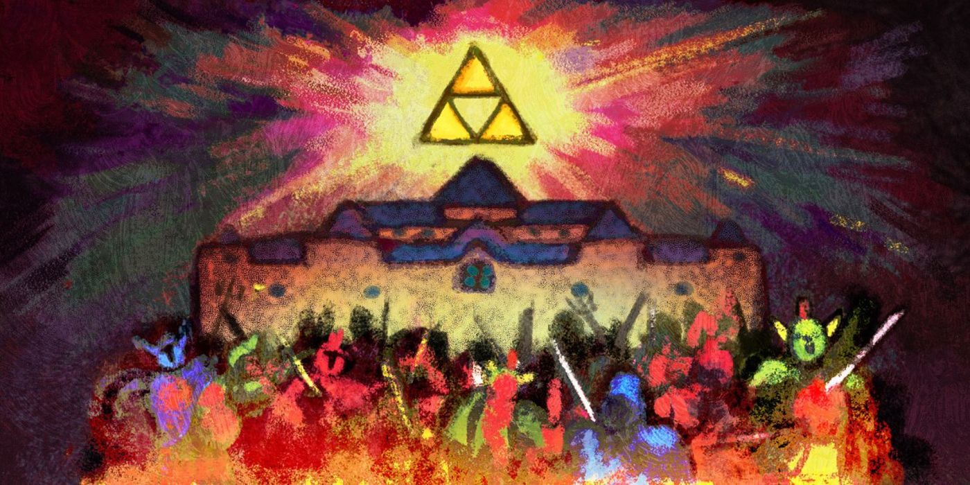 An in-game painting of the Triforce in A Link Between Worlds.