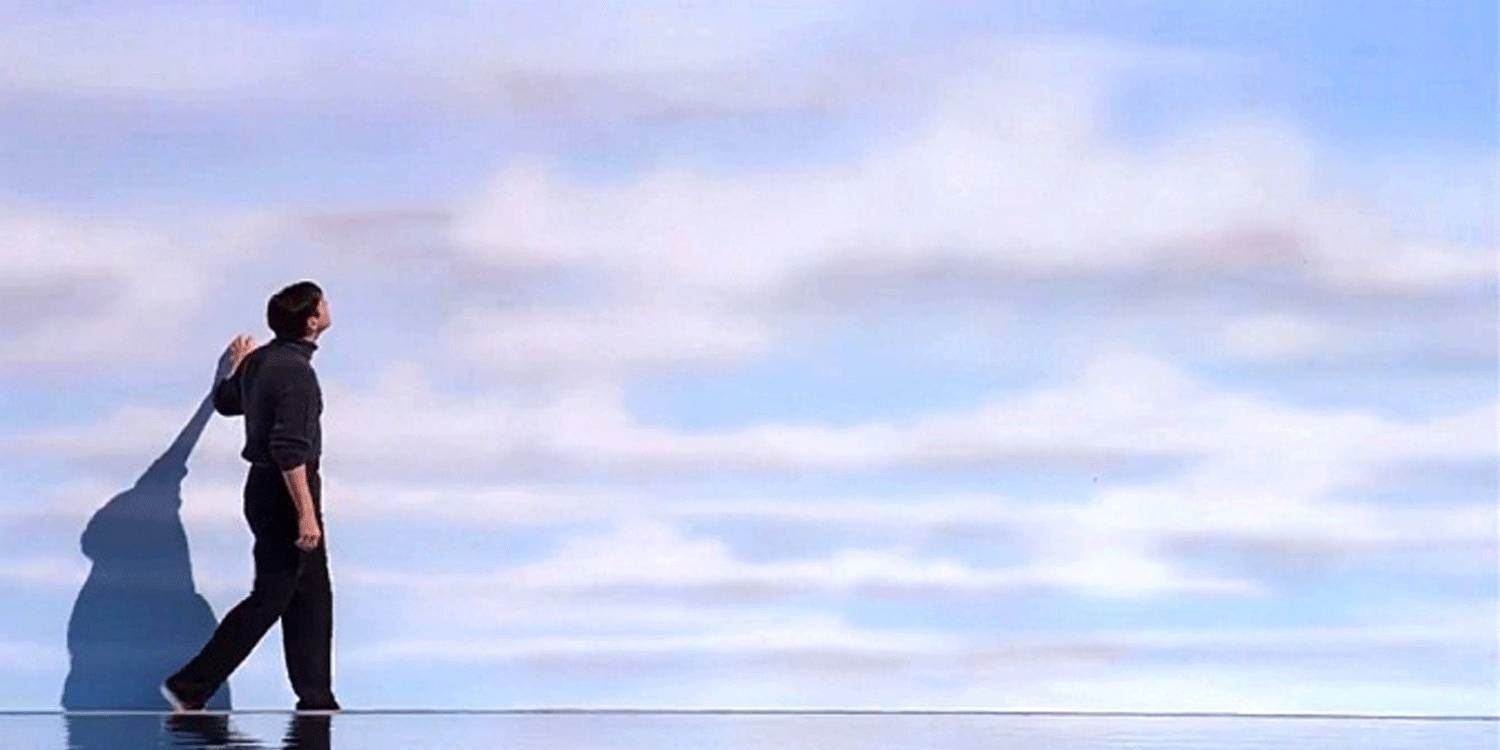 Truman finds the edge of the show in The Truman Show