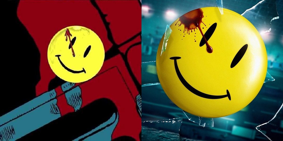 Watchmen smiley face comic comparison