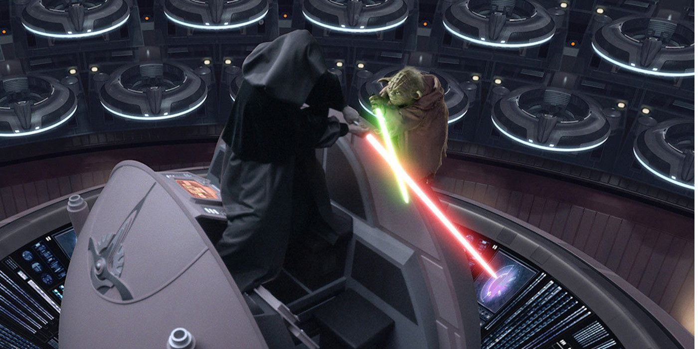 Yoda vs emperor in Star Wars