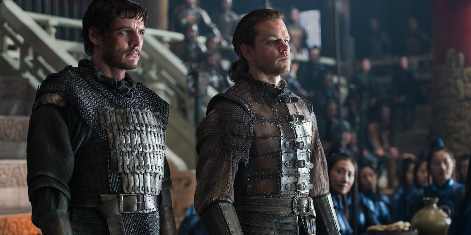 Pedro Pascal and Matt Damon in The Great Wall standing in armor 