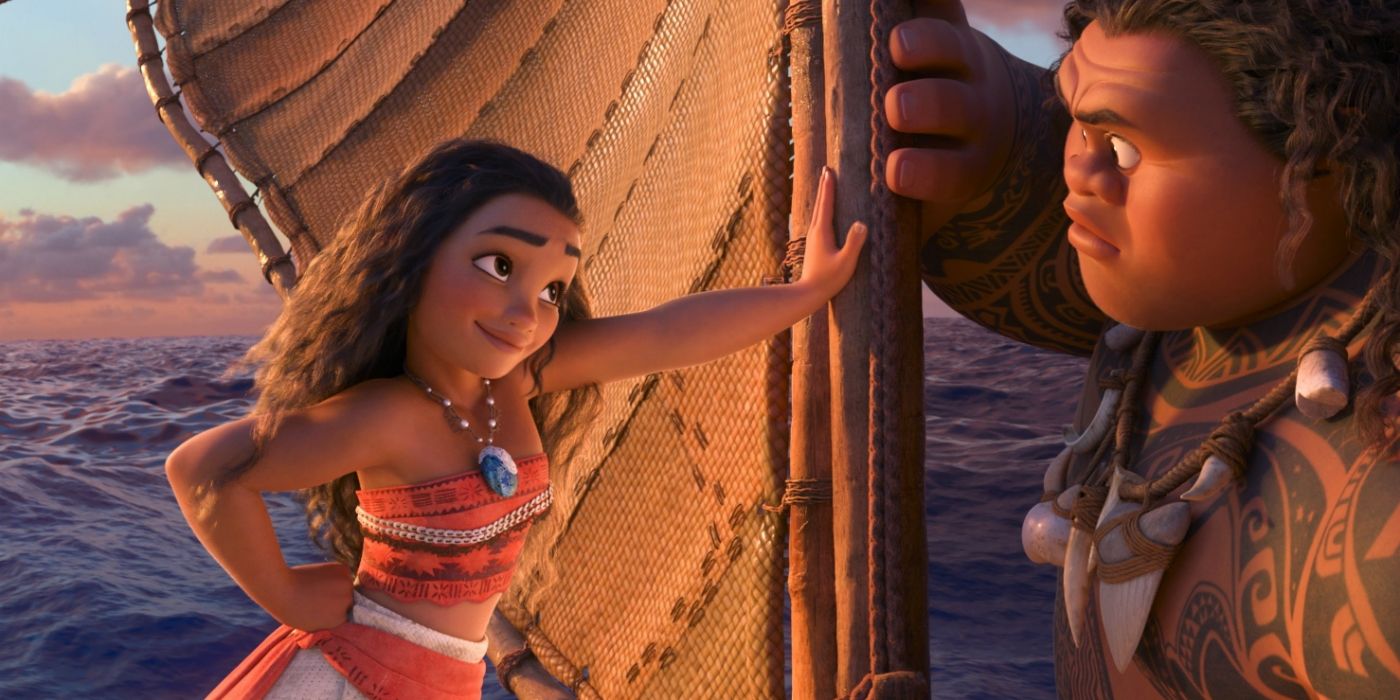 Moana (2016) - Moana (Auli'i Cravalho) and Maui (Dwayne Johnson)