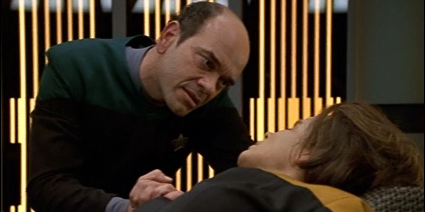 The doctor speaks to a patient on Voyager