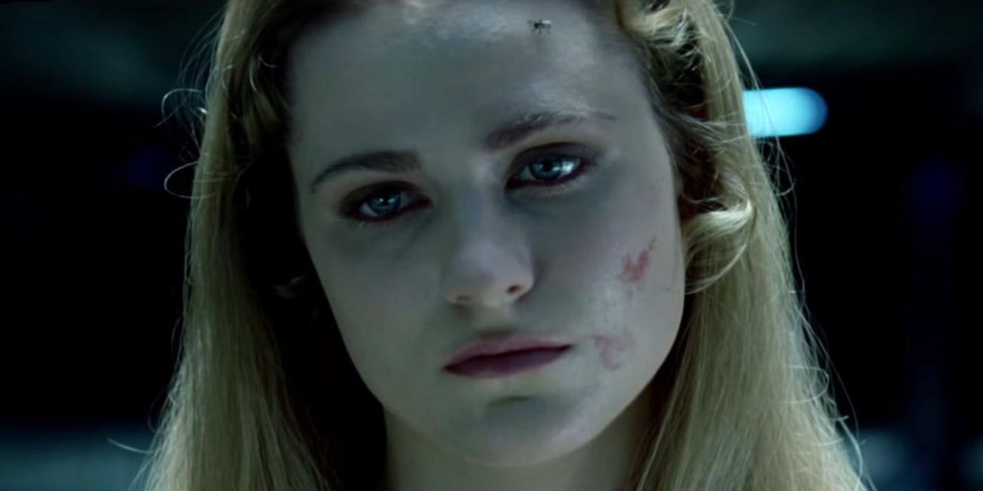 Evan Rachel Wood as Dolores Abernathy in Westworld