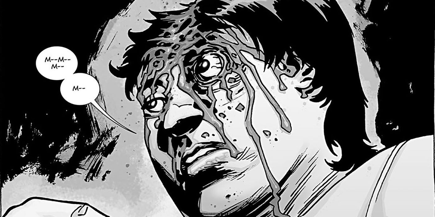 Glenn after being hit with Lucille in The Walking Dead comic books