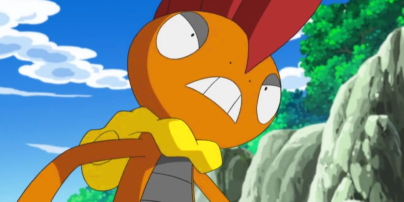 Scrafty frowning and looking angry in the Pokémon anime
