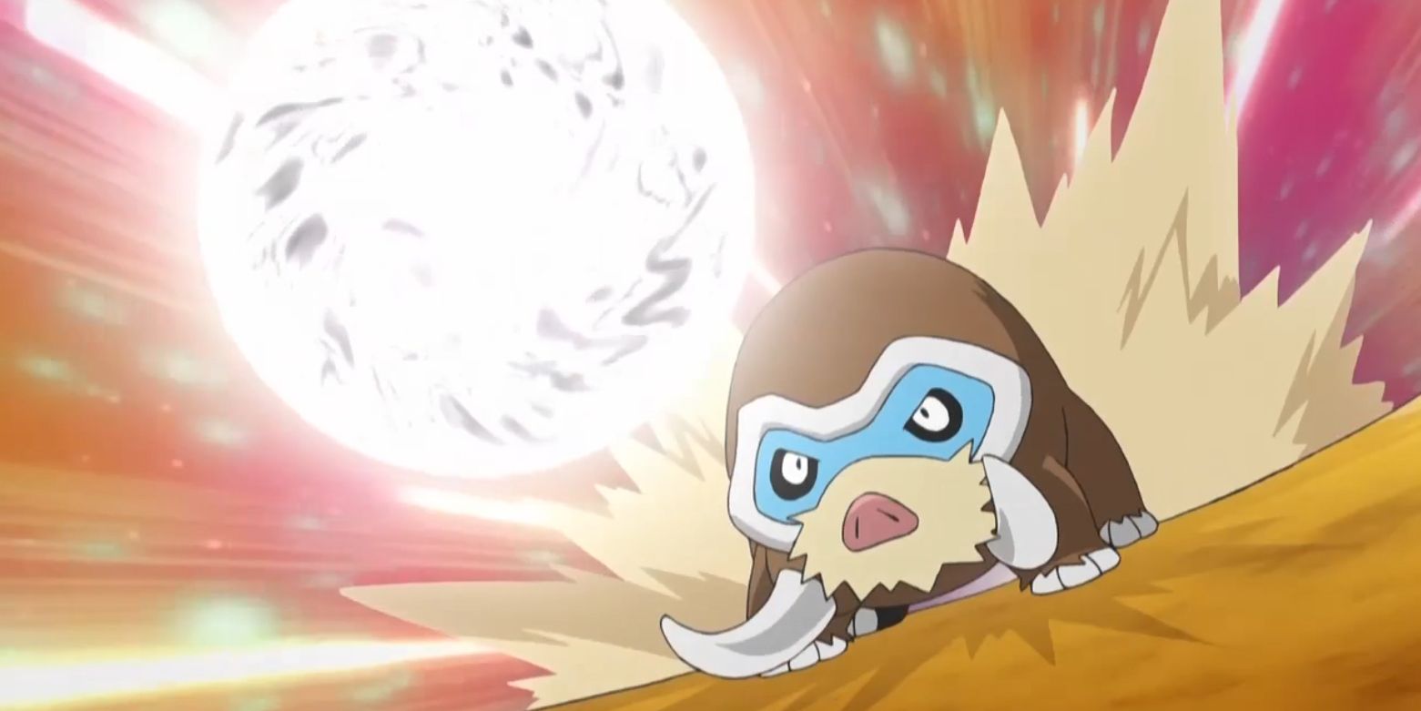 Mamoswine using Ancient Power in the Pokemon Anime
