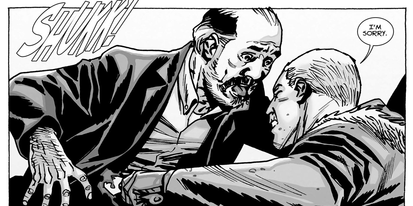 Andy and David - Ethan stabs Gregory in The Walking Dead #95