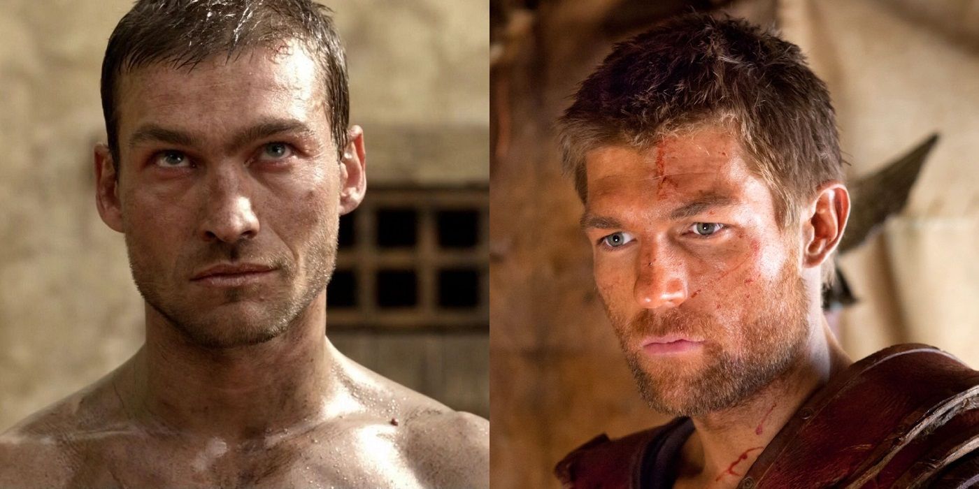 Andy Whitfield and Liam McIntyre in Spartacus