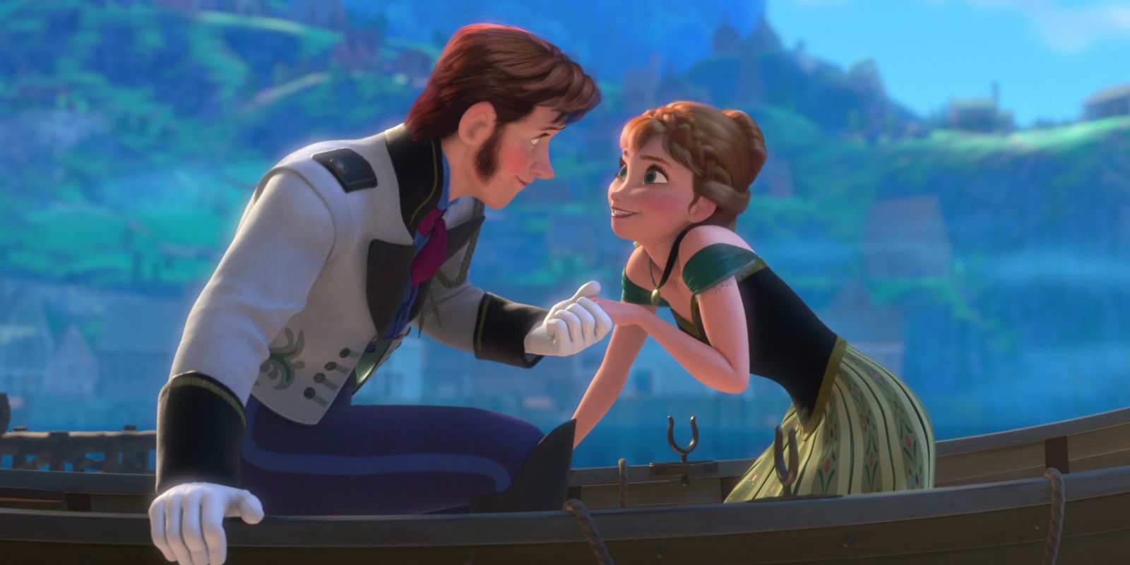Anna and Hans singing in Disney's Frozen.