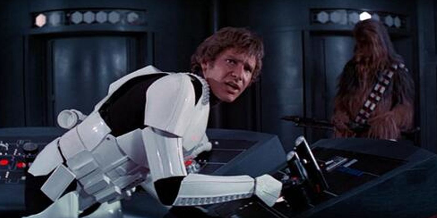 Han as stormtrooper in Star Wars a New Hope