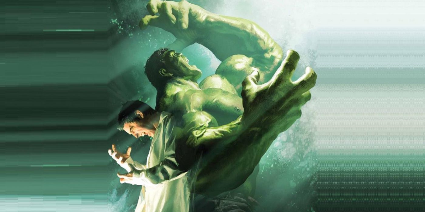 Artwork showing Bruce and Hulk separating