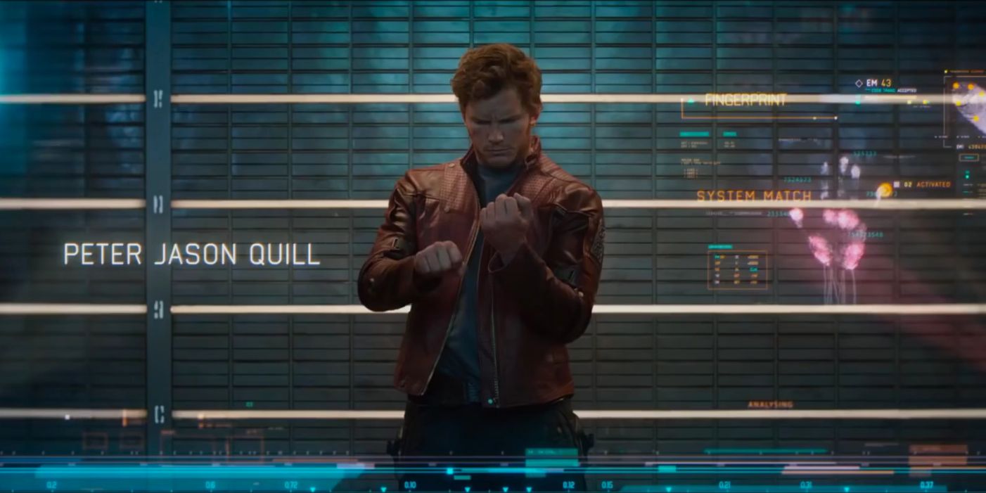 Chris Pratt as Star Lord in Guardians of the Galaxy