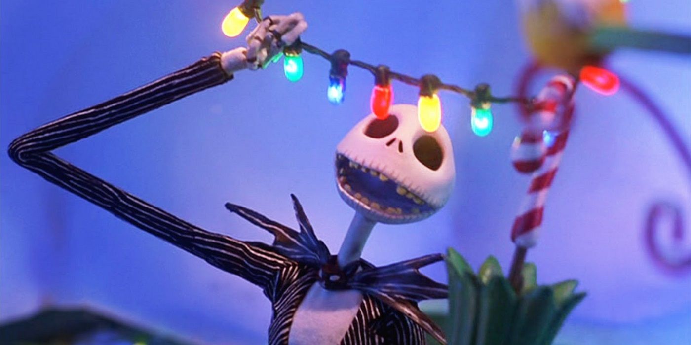 Jack Skellington hanging up Christmas Lights in The Nightmare Before Christmas