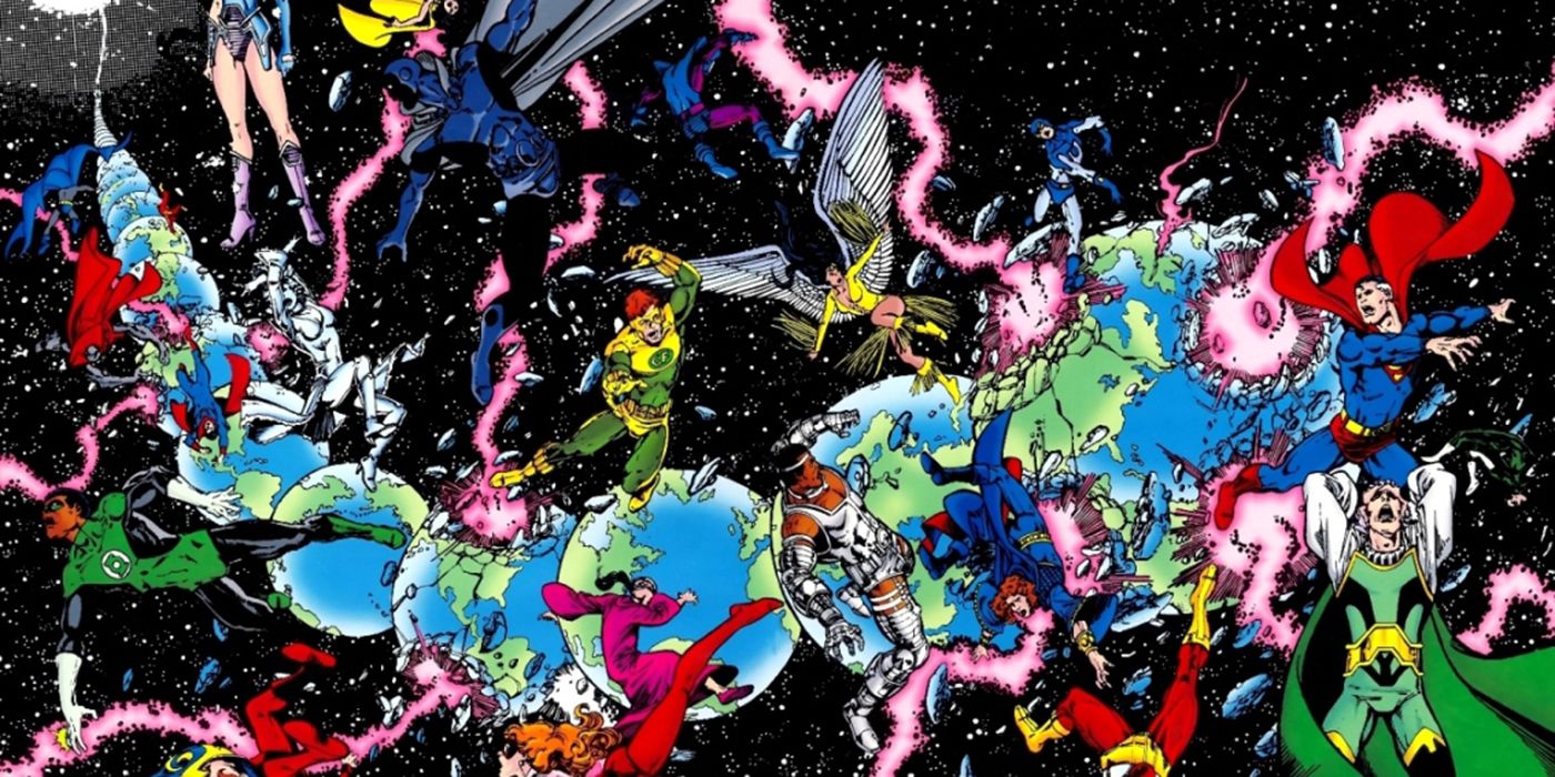 Mundos se despedaçam nos quadrinhos da Crise nas Infinitas Terras.
