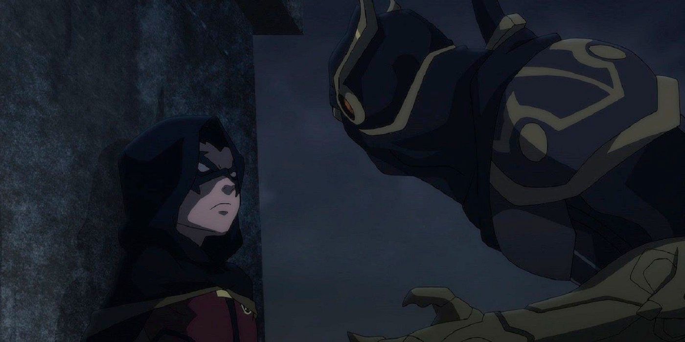 Damian Wayne face to face with Talon in the Batman vs Robin movie