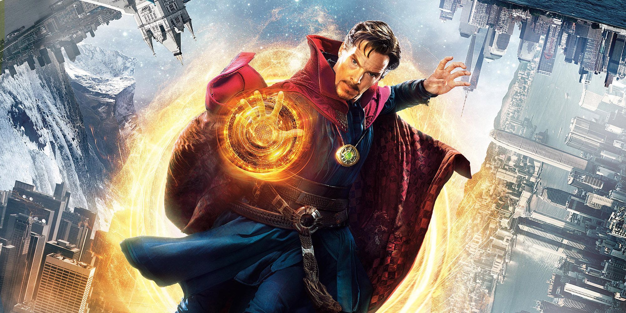 Doctor Strange using his powers in artwork for the 2016 movie