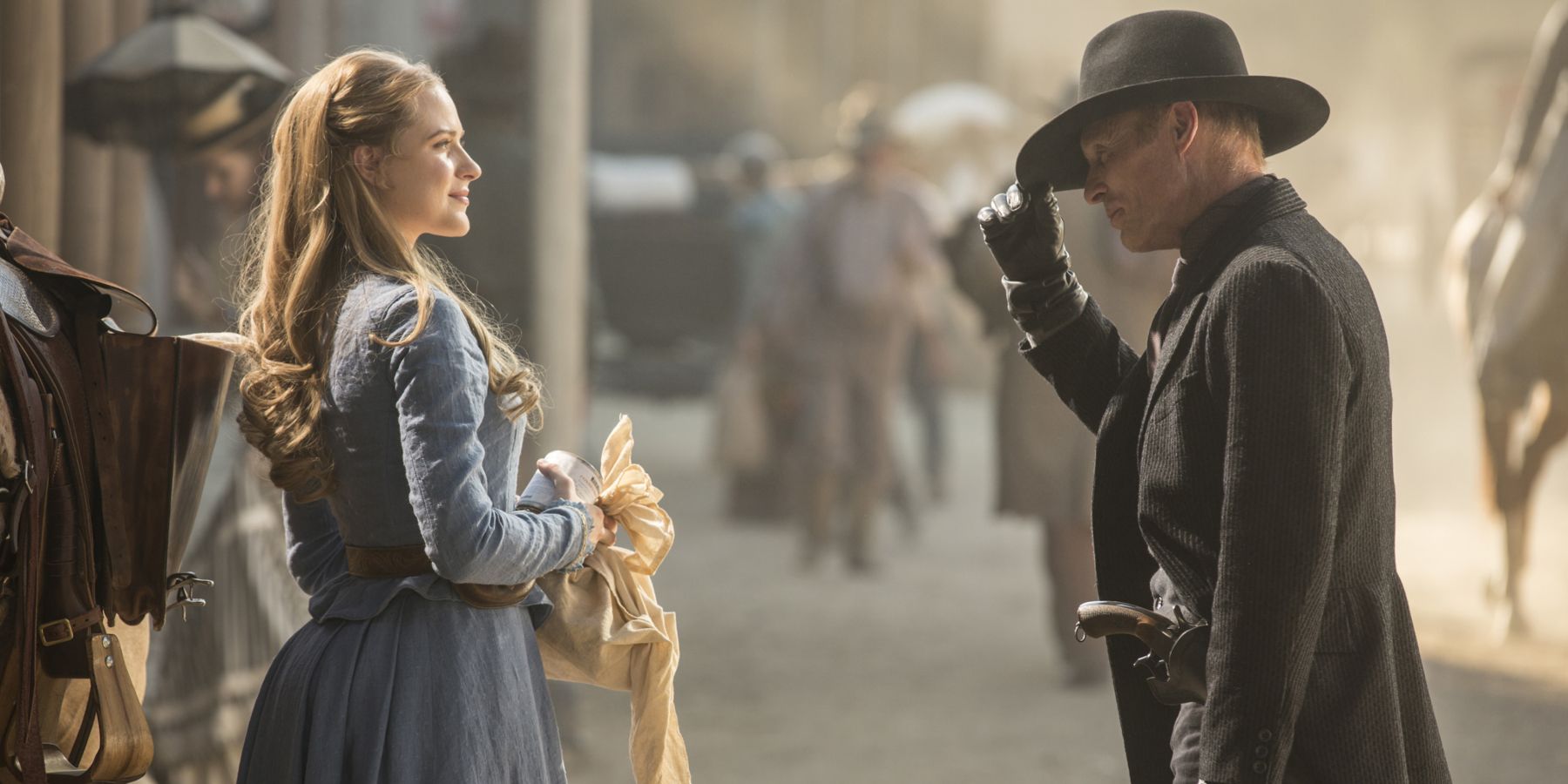 Dolores and the Man in Black in Westworld