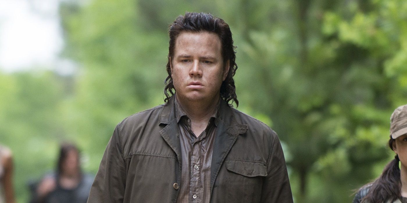 Eugene exploring the wilderness with the survivor group on The Walking Dead