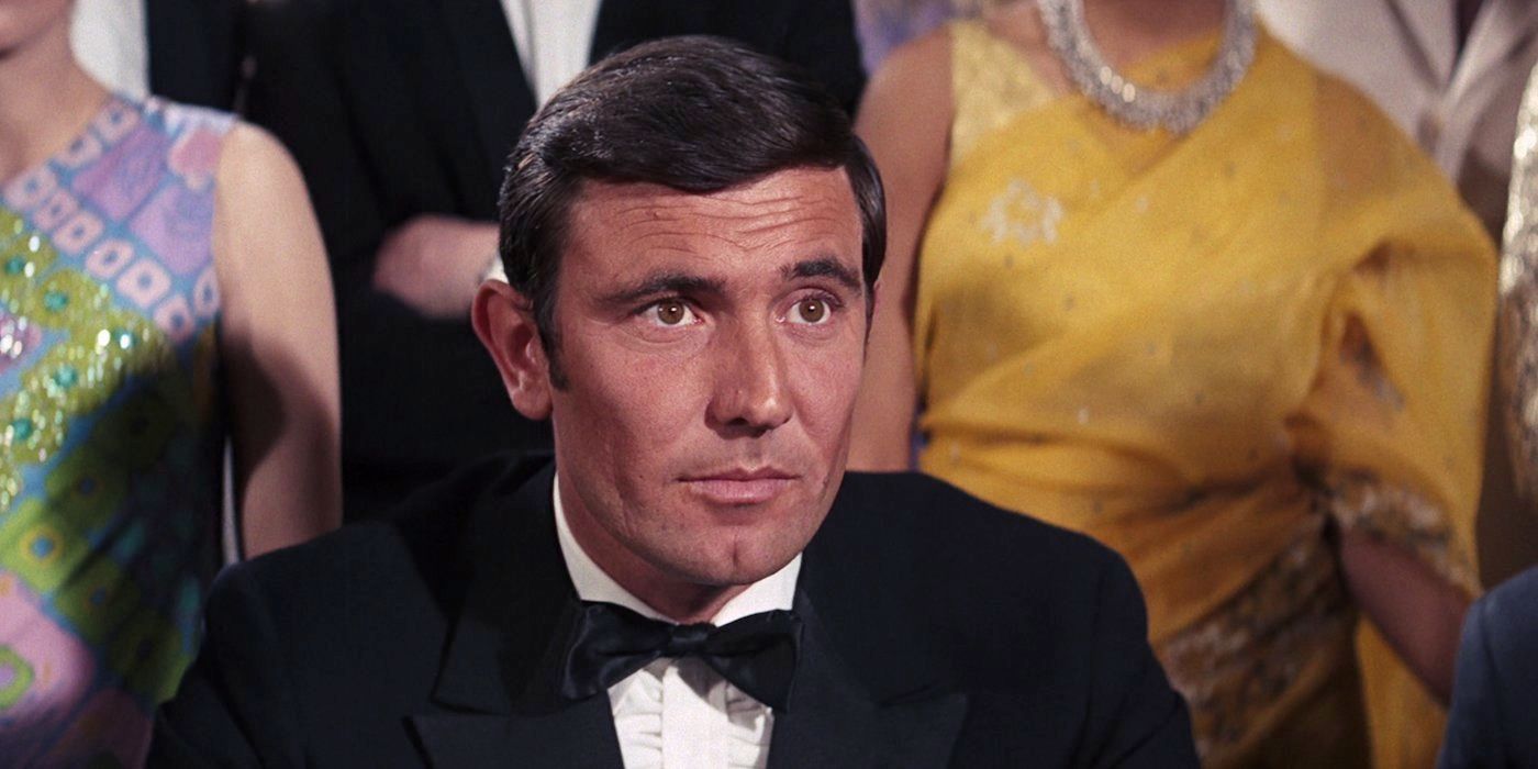 George Lazenby as James Bond in a tuxedo