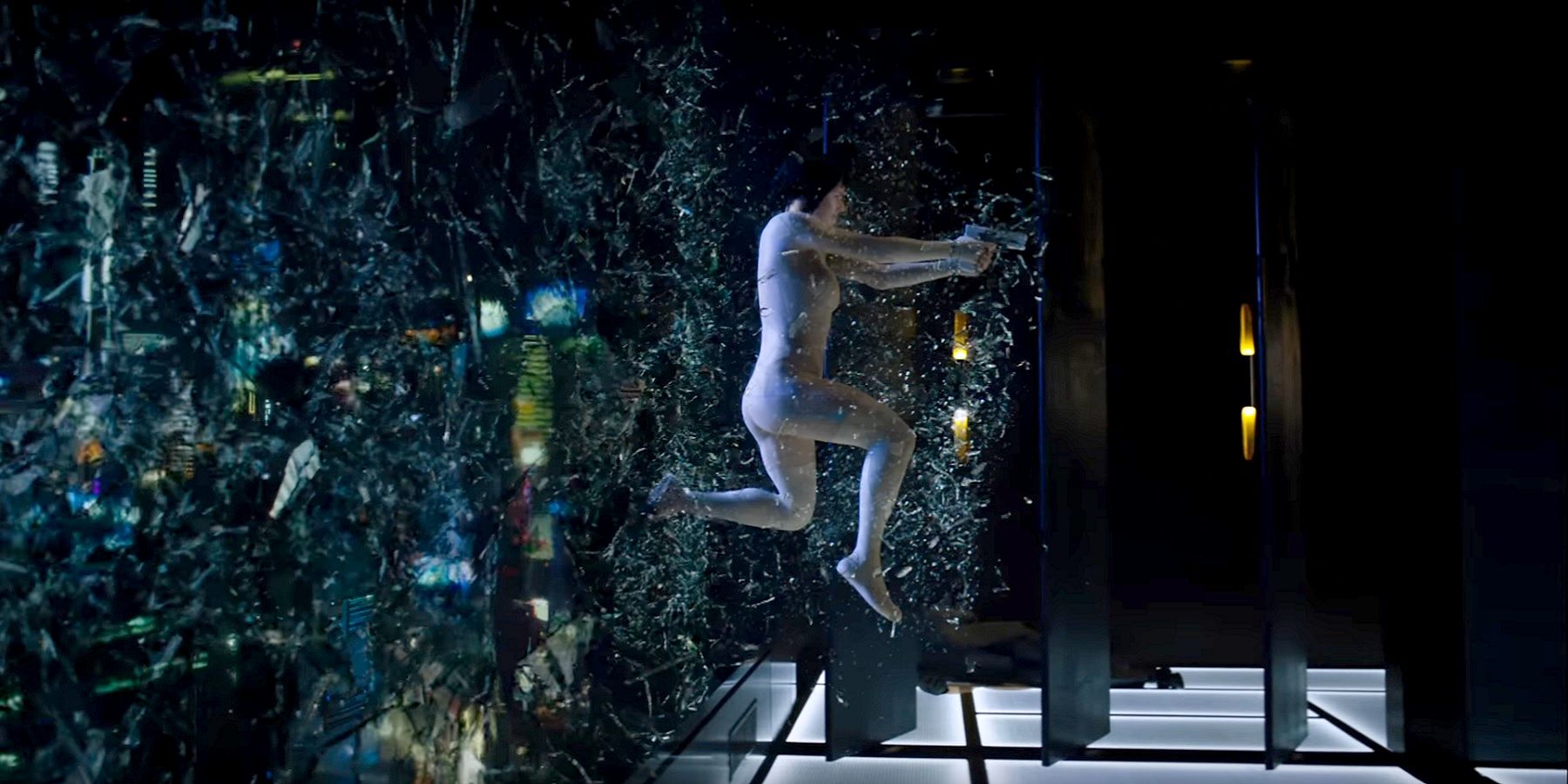 Ghost in the Shell Trailer - Major jumps through window