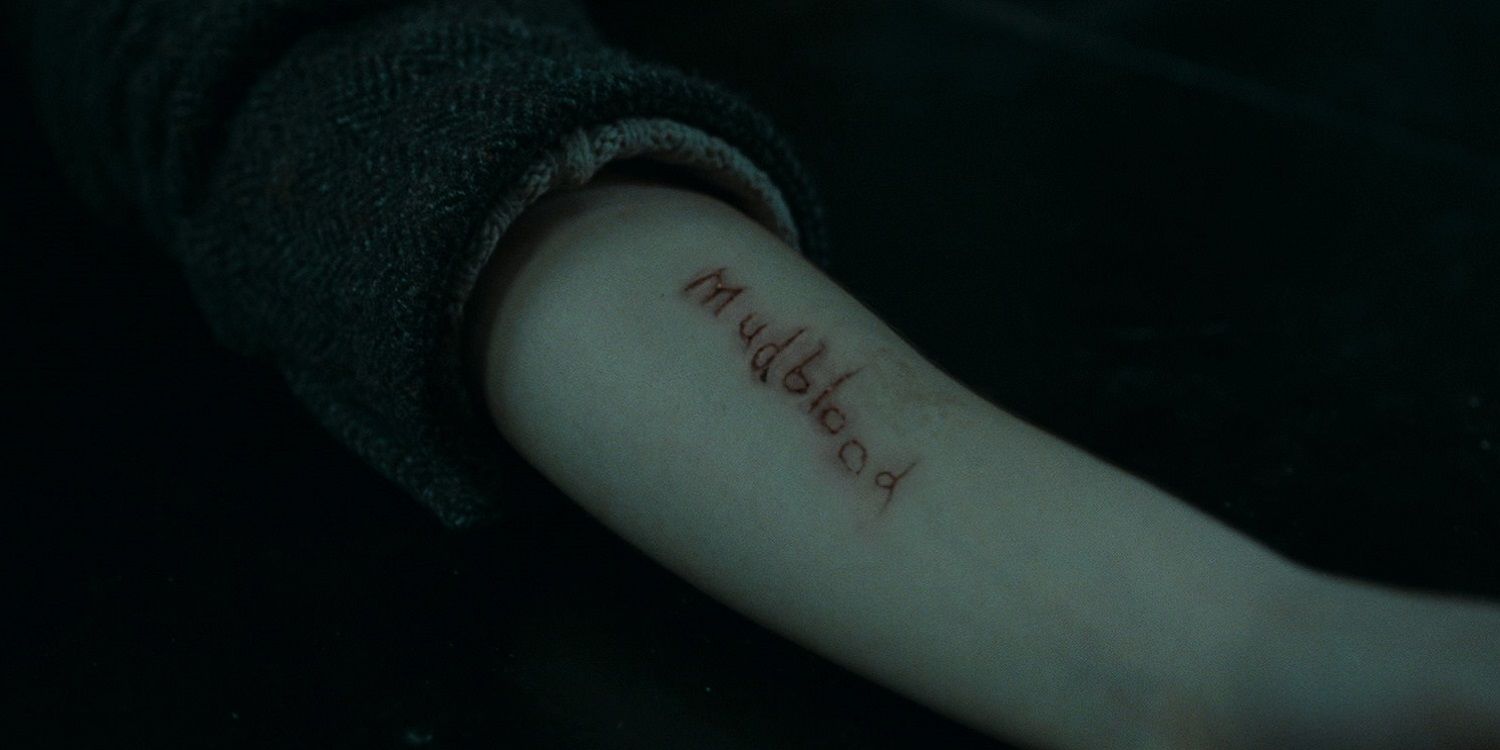 Hermione's mud blood scar in Harry Potter and the Deathly Hallows