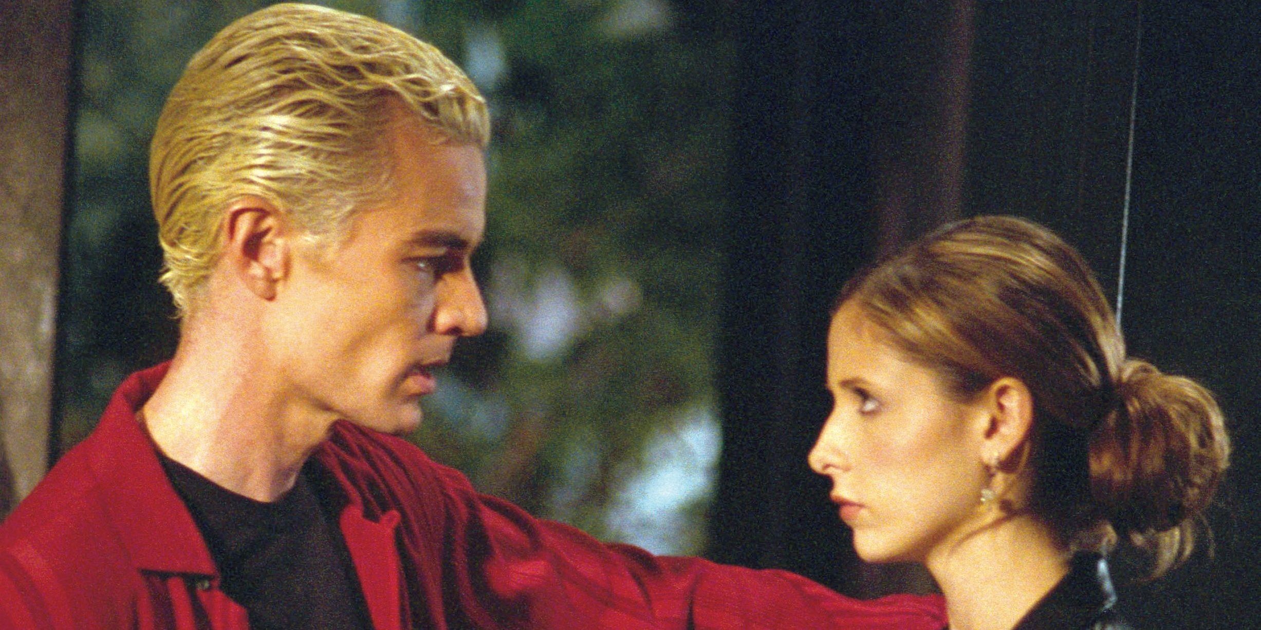 An image of Spike and Buffy talking to each other in Buffy