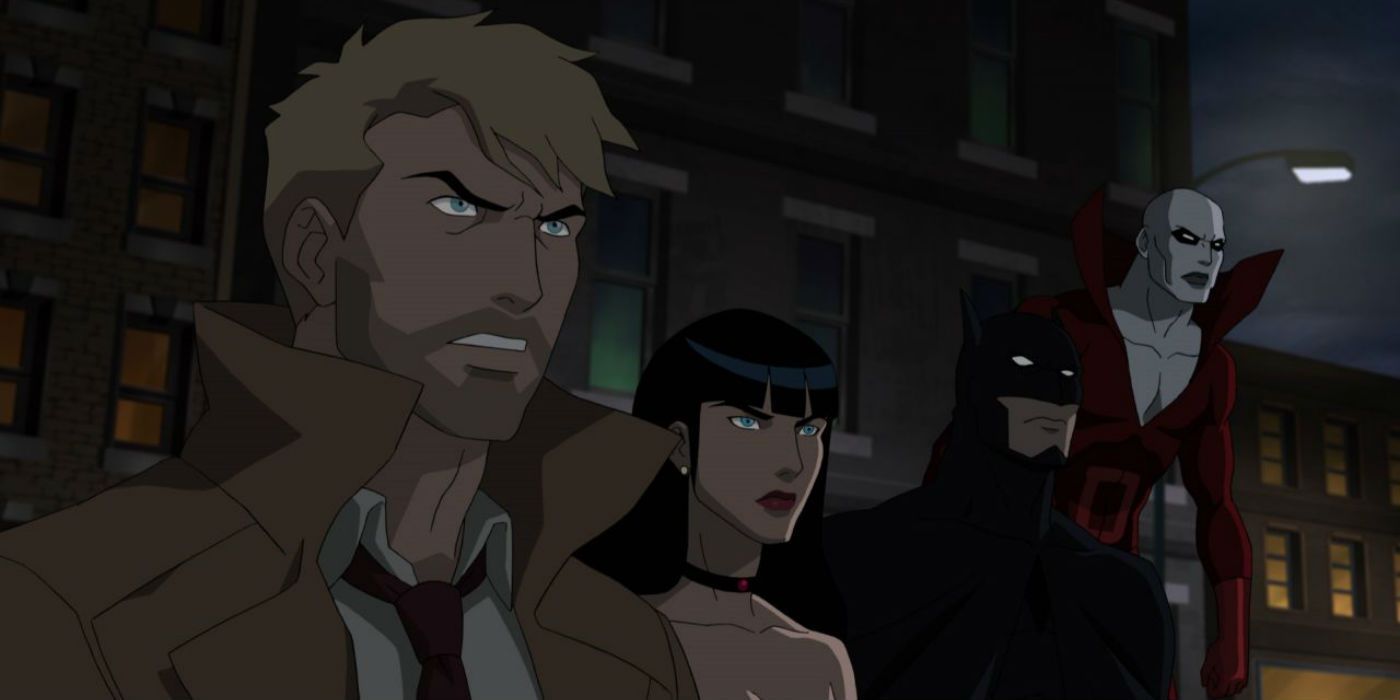 John Constantine, Zatanna, Batman, and Deadman lined up in Justice League Dark Animated Movie