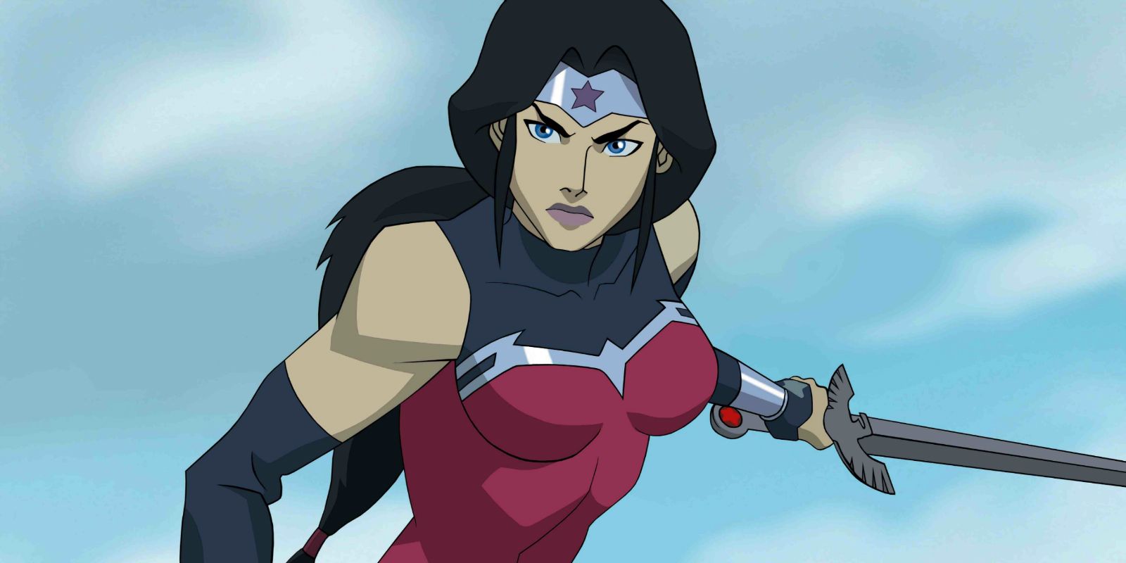 Wonder Woman holding a sword in Justice League War
