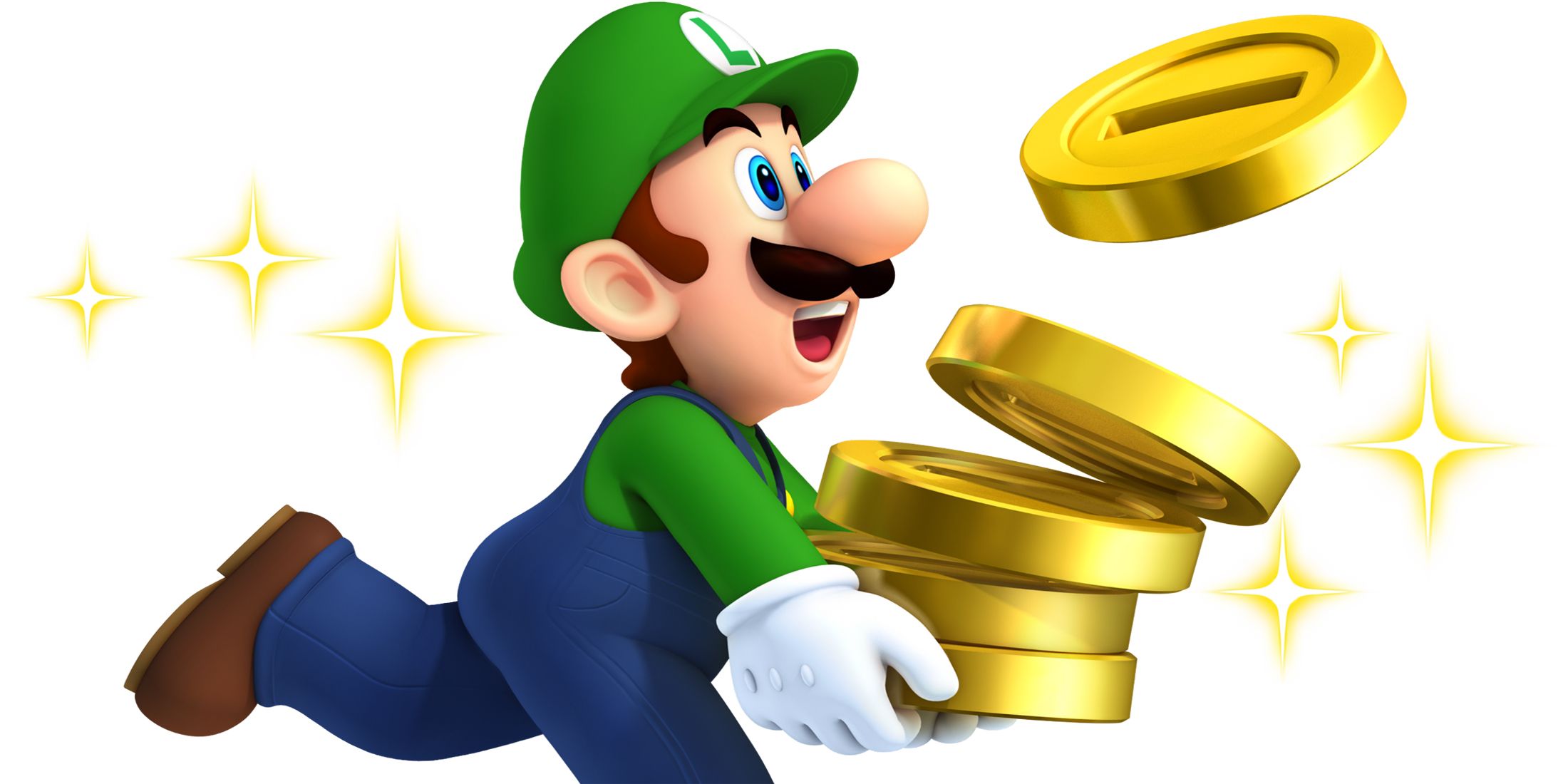 Luigi running with coins