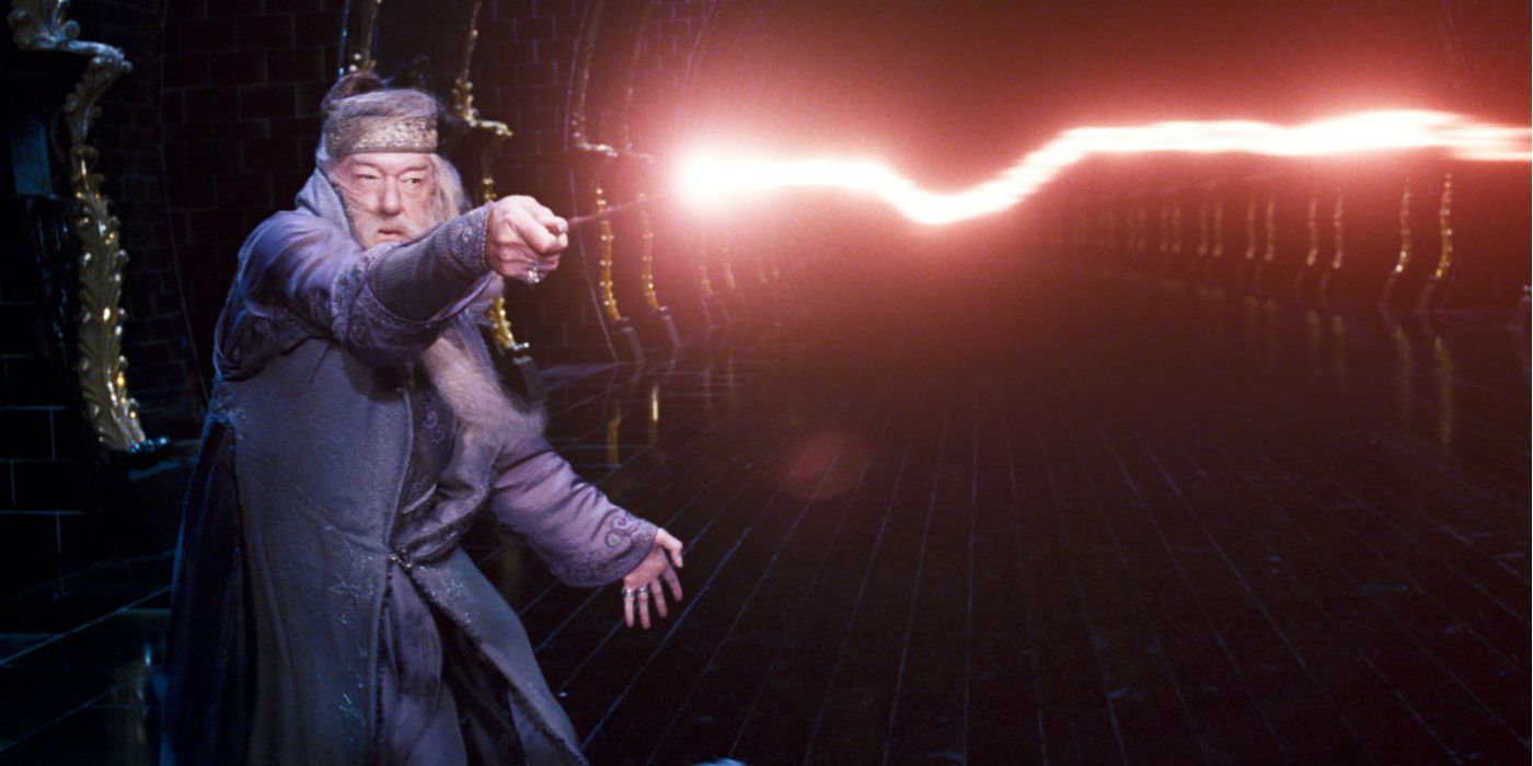 Michael Gambon as Albus Dumbledore Dueling in Harry Potter