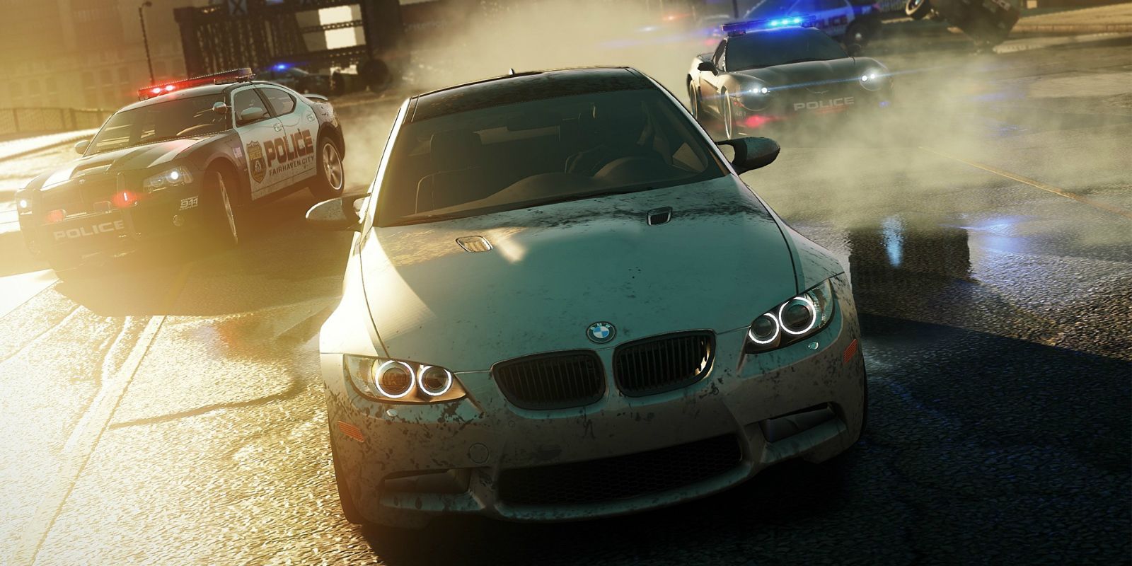 A BMW gets chased by the Police in Need For Speed Most Wanted