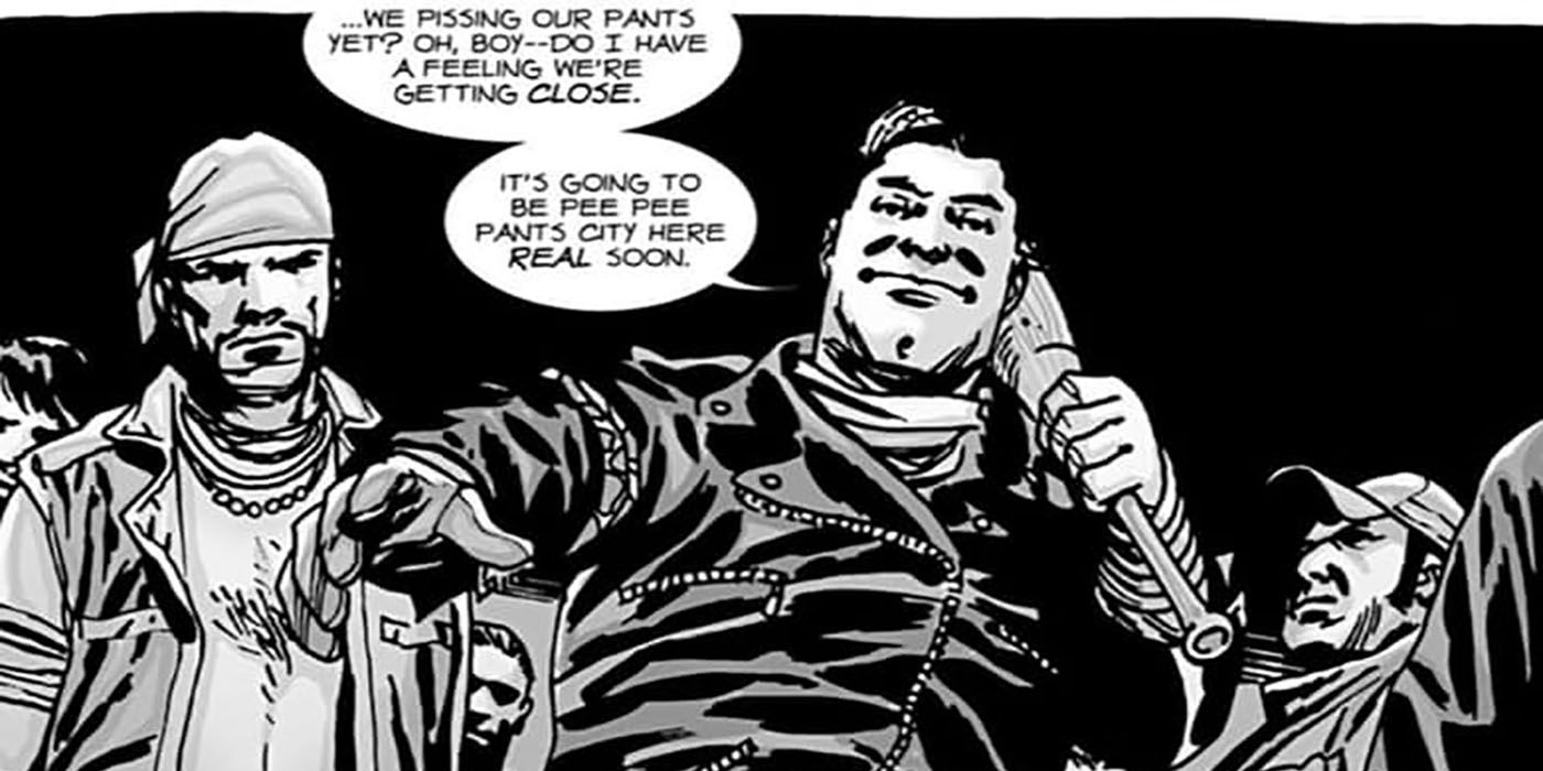 Negan's introduction in the comic books, issue 100