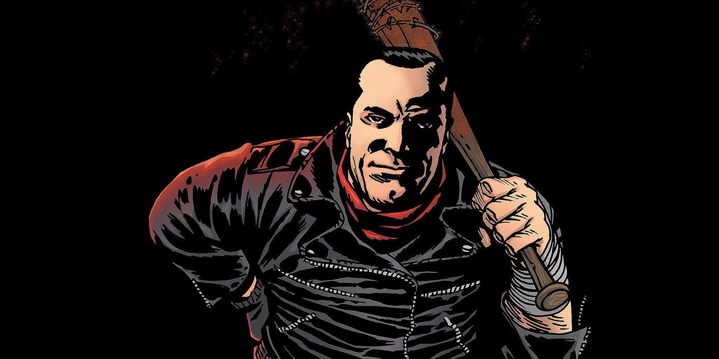 Negan on the cover of The Walking Dead #100