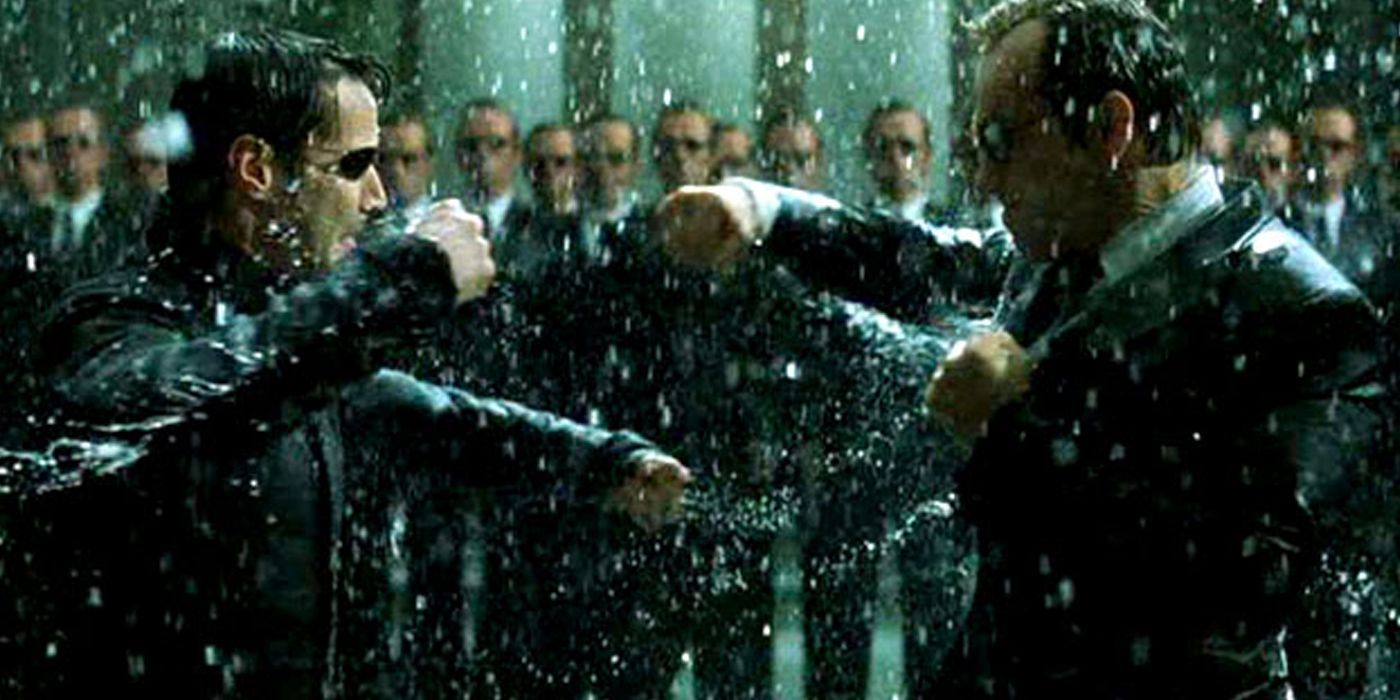 Neo takes on Agent Smith in The Matrix: Revolutions