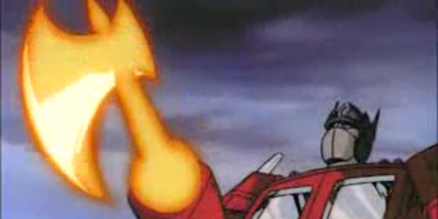 Optimus Prime unsheathes his baffling Energon Axe in Transformers G1